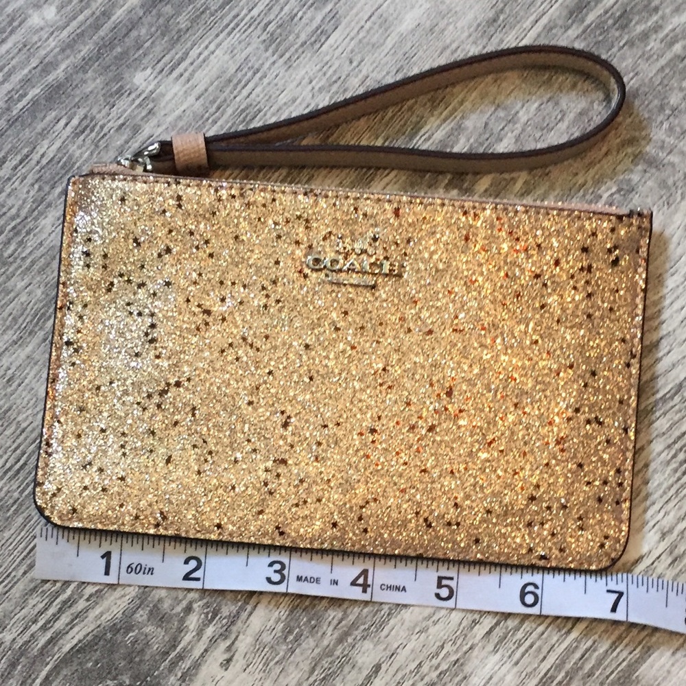 NWOT gold coach sparkle wristlet star glitter - Picture 5 of 5